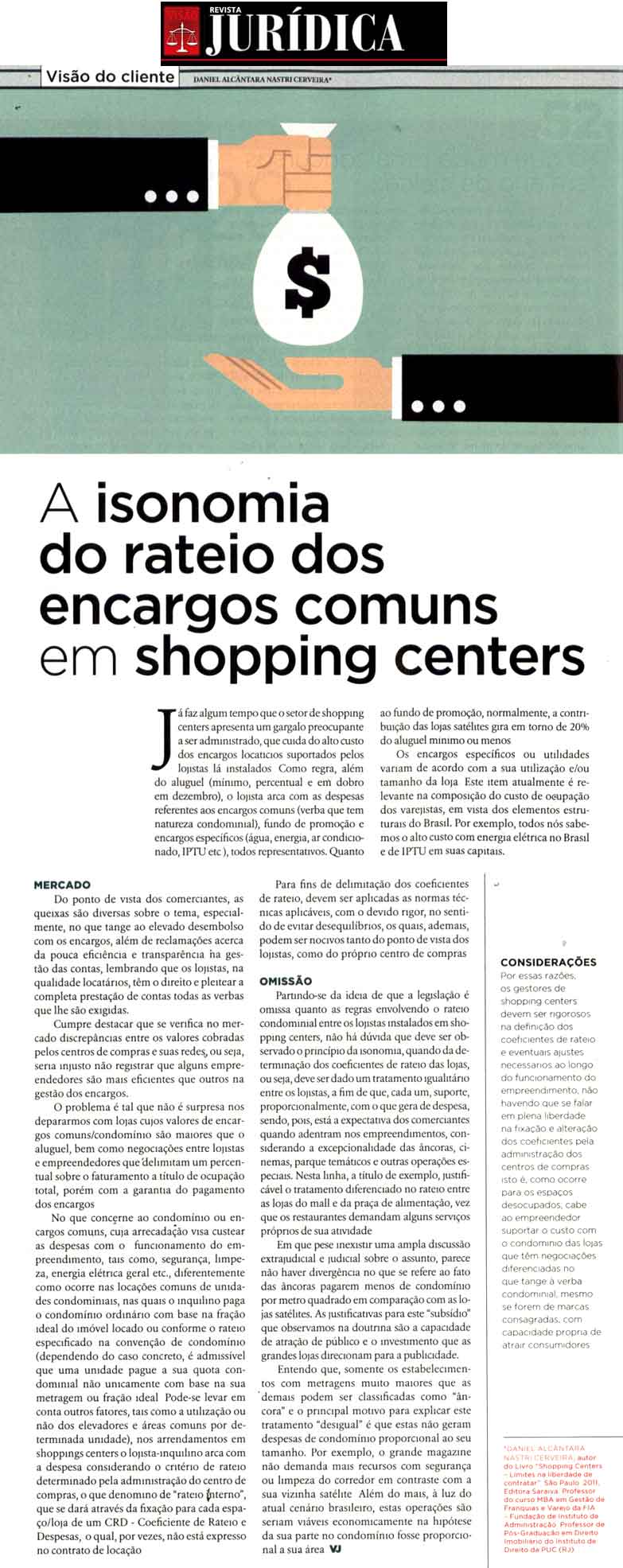 A isonomia do rateio dos encargos comuns em shopping centers
