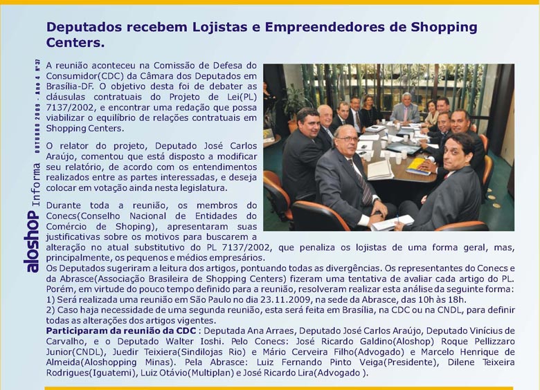 Deputados recebem Lojistas e Empreendedores de Shopping Centers