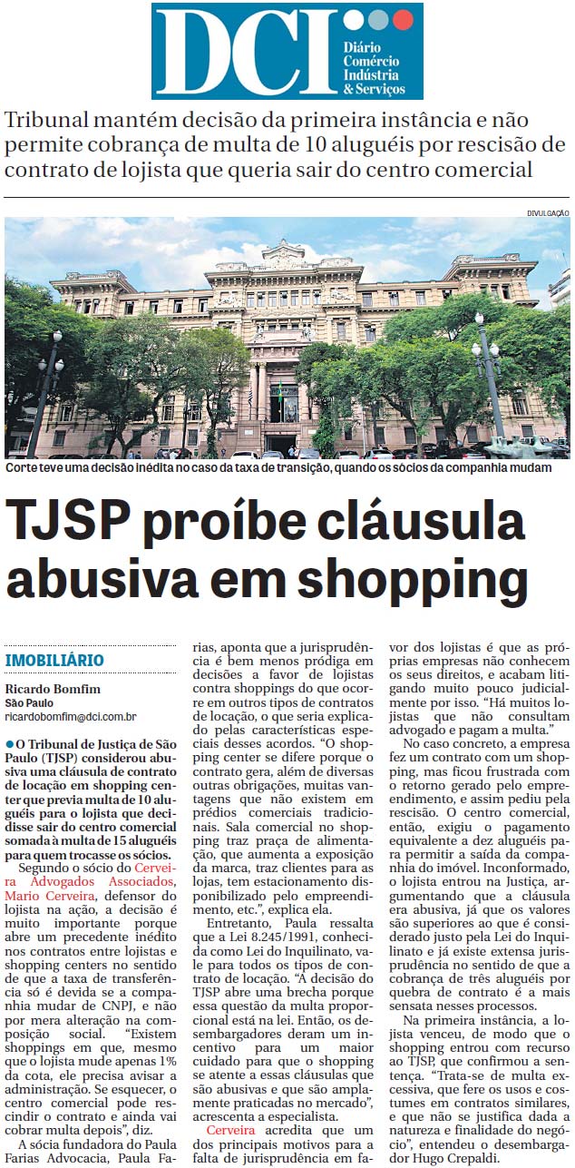 TJSP proíbe cláusula abusiva em shopping
